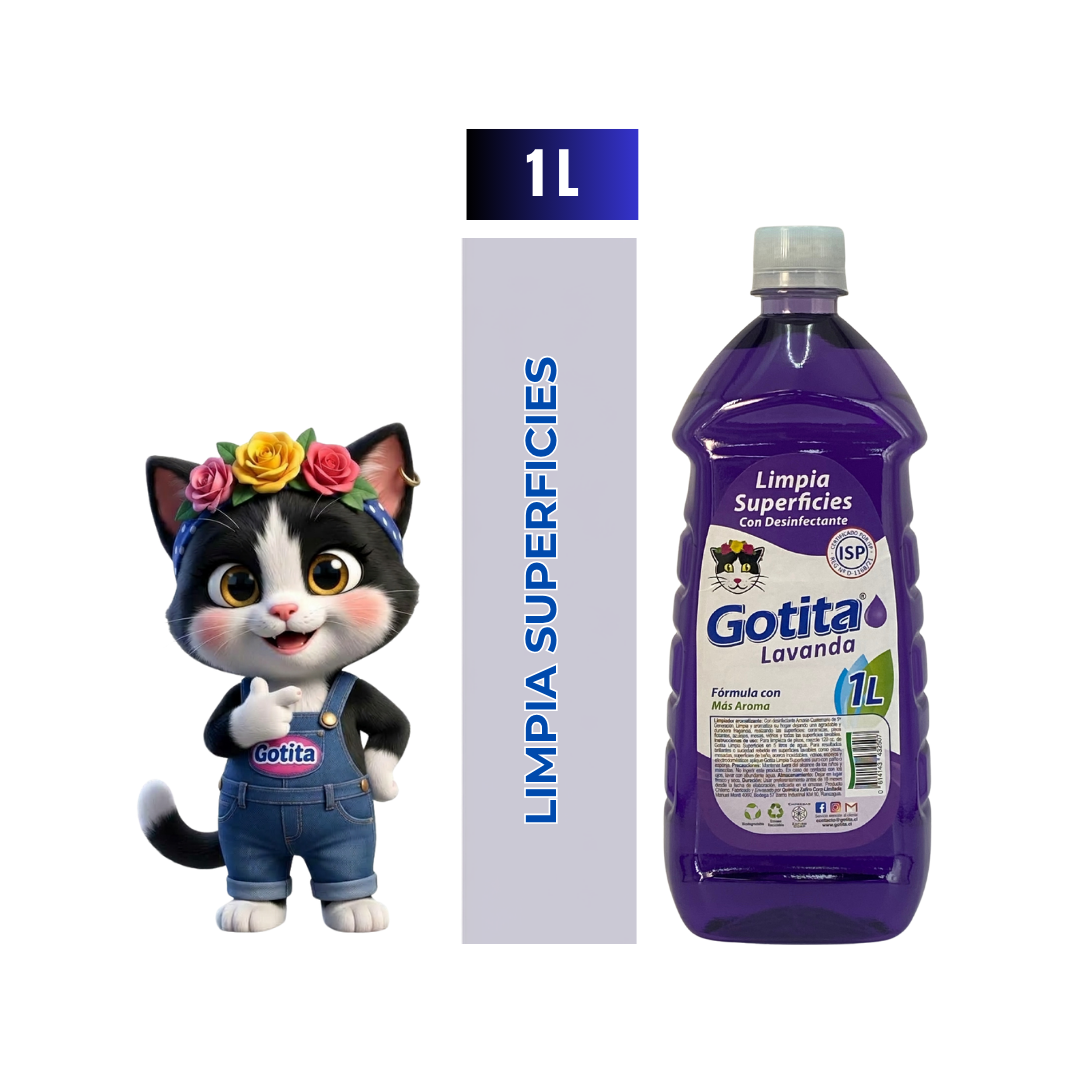 Limpia Superficie Gotita Lavanda 1 litros con desinfectante